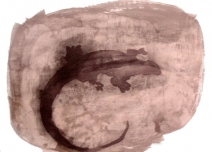 acquaragia, china e acquerello su carta, 70×100 cm., 2003