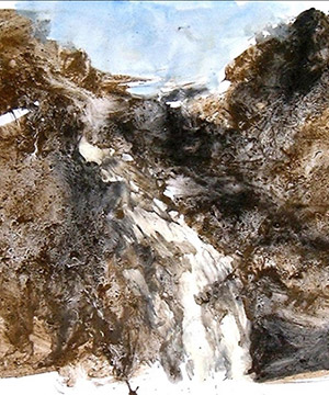 terra e acrilico su carta, 41.5×59 cm., 2002