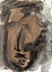 terra, acrilico e china su carta, 40.5×59 cm., 2002