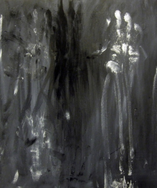 Protollenguatge 2, grafit i pigments sobre tela, 55×65 cm., 2012
