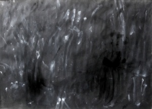Protollenguatge 1, grafit i pigments sobre paper, 70×100 cm., 2012